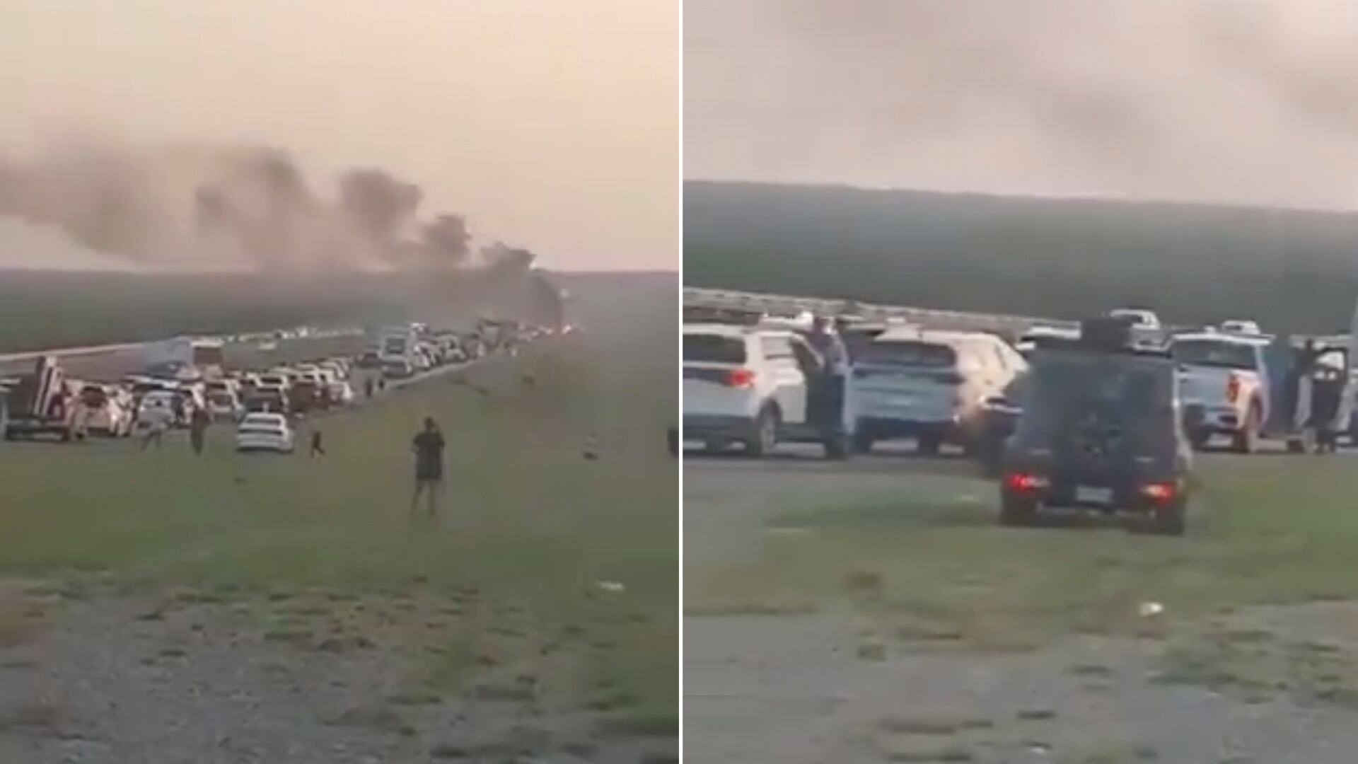 Still shots of videos shared on social media depicting the face-off on the Monterrey-Reynosa road on April 28, 2024.