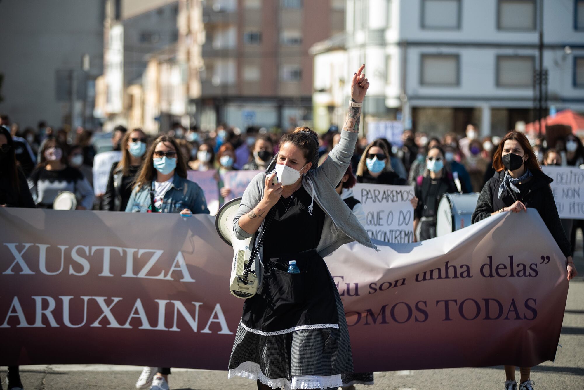 Manifestación en San Cibrao en 2021 contra el archivo del 'caso Maruxaina' que luego fue reabierto.