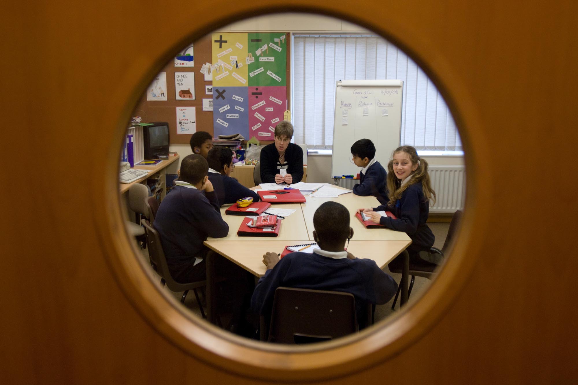 Students sitting around a table