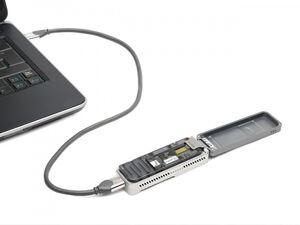 Oxford Nanopore’s MinION™ USB-attached miniature sensing device. [Photo: 
Oxford Nanopore Technologies]
