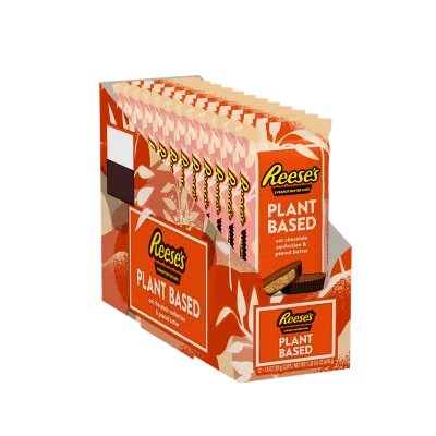 REESE'S Plant Based Oat Chocolate Confection & Peanut Butter Cups, 1.4 oz, 12 count box - Front of Package