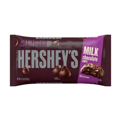 HERSHEY'S Milk Chocolate Chips, 11.5 oz bag - Front of Package