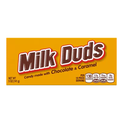 MILK DUDS Candy, 5 oz box - Front of Package