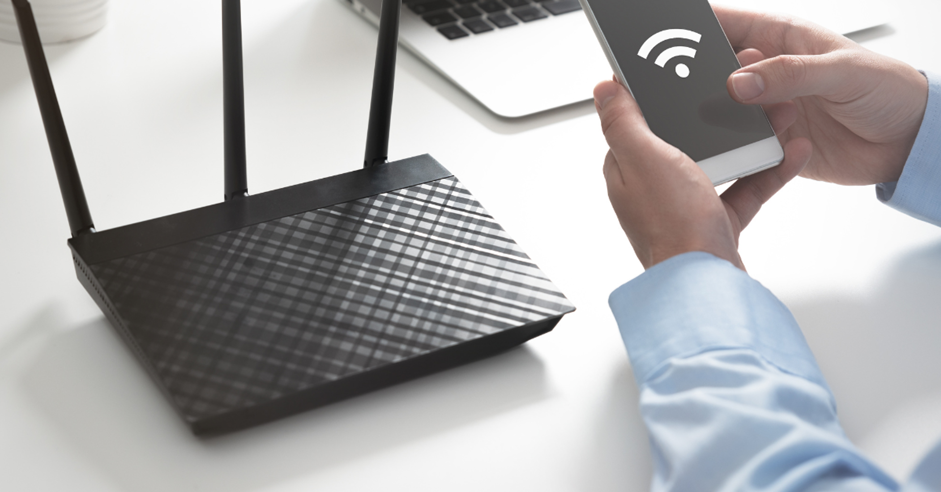 A Wi-Fi router on a desk