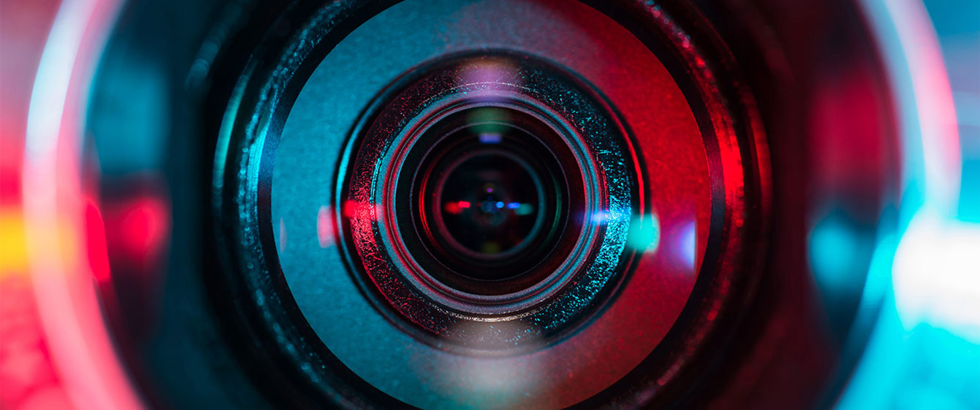 A close-up photo of a camera lens