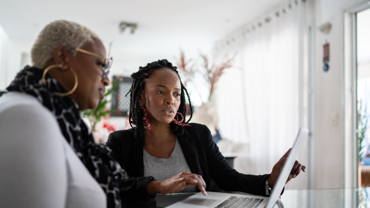 Consultant giving assistance to a client