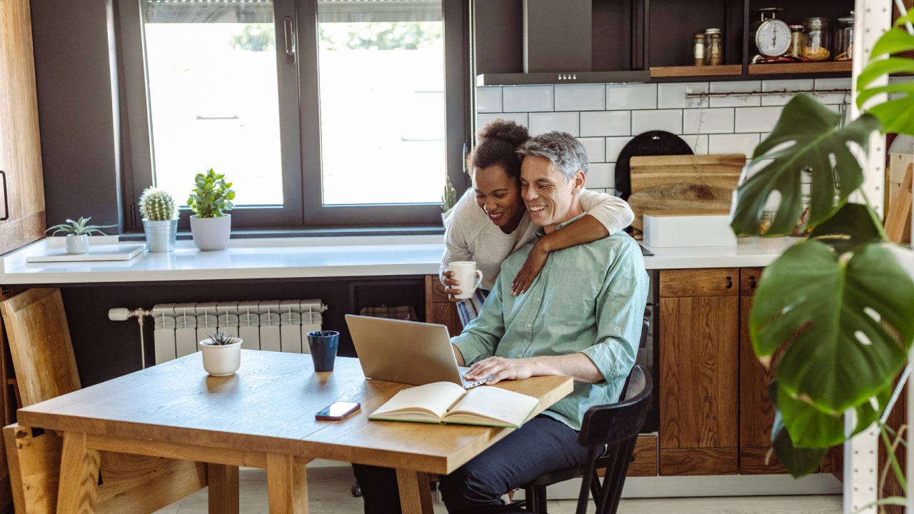 couple using technology at home