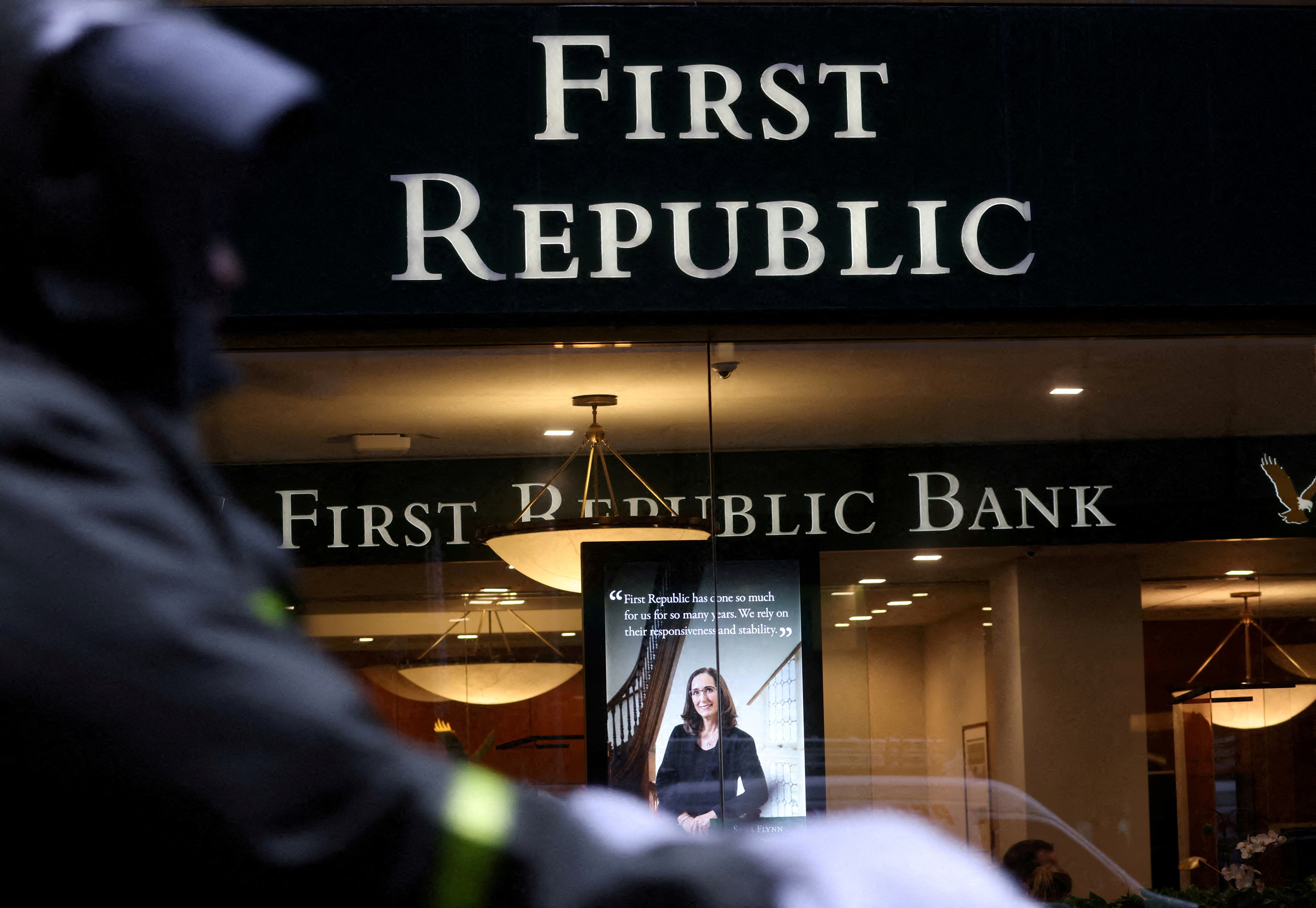 A First Republic Bank branch is pictured in Midtown Manhattan in New York City, New York, on March 13, 2023.