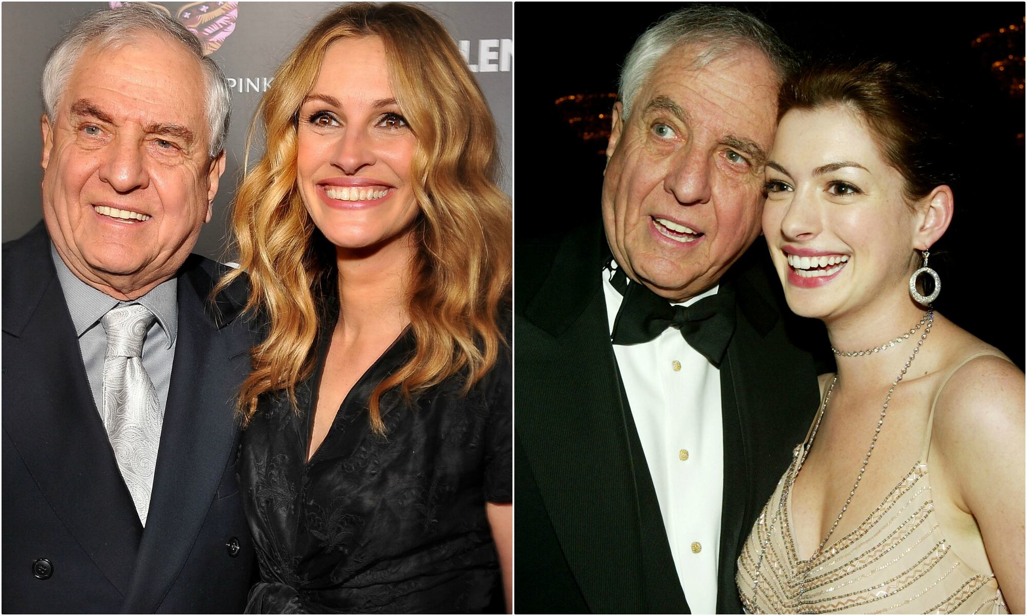 Garry Marshall con Julia Roberts y, a la derecha, con Anne Hathaway.