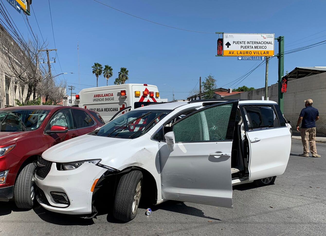 The car in which the four American citizens were traveling, after the kidnapping, on March 3, 2023.