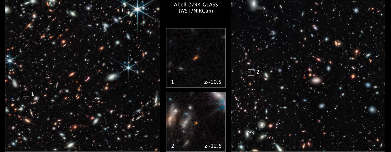 An image taken by the James Webb telescope shows the two oldest known galaxies. The black hole was found in galaxy 1, GN-z11.