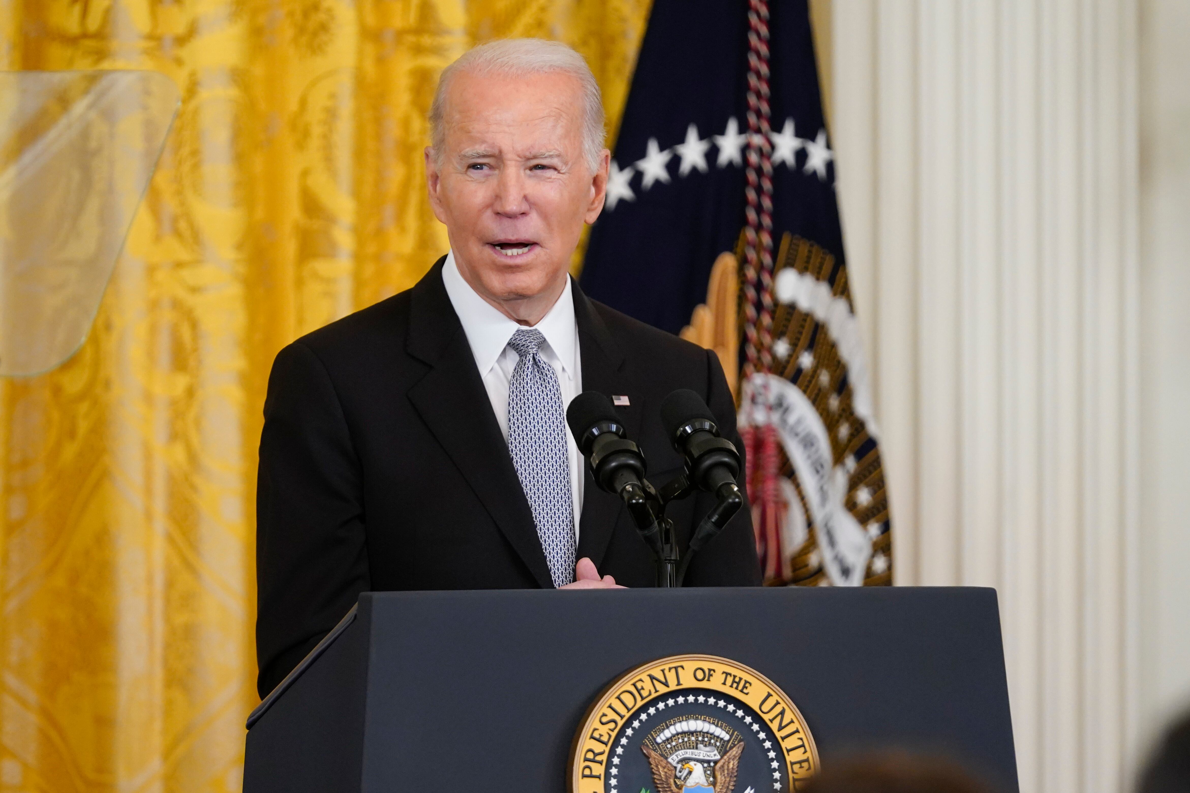 President Joe Biden speaks during a Nowruz celebration in the East Room of the White House on March 20, 2023.