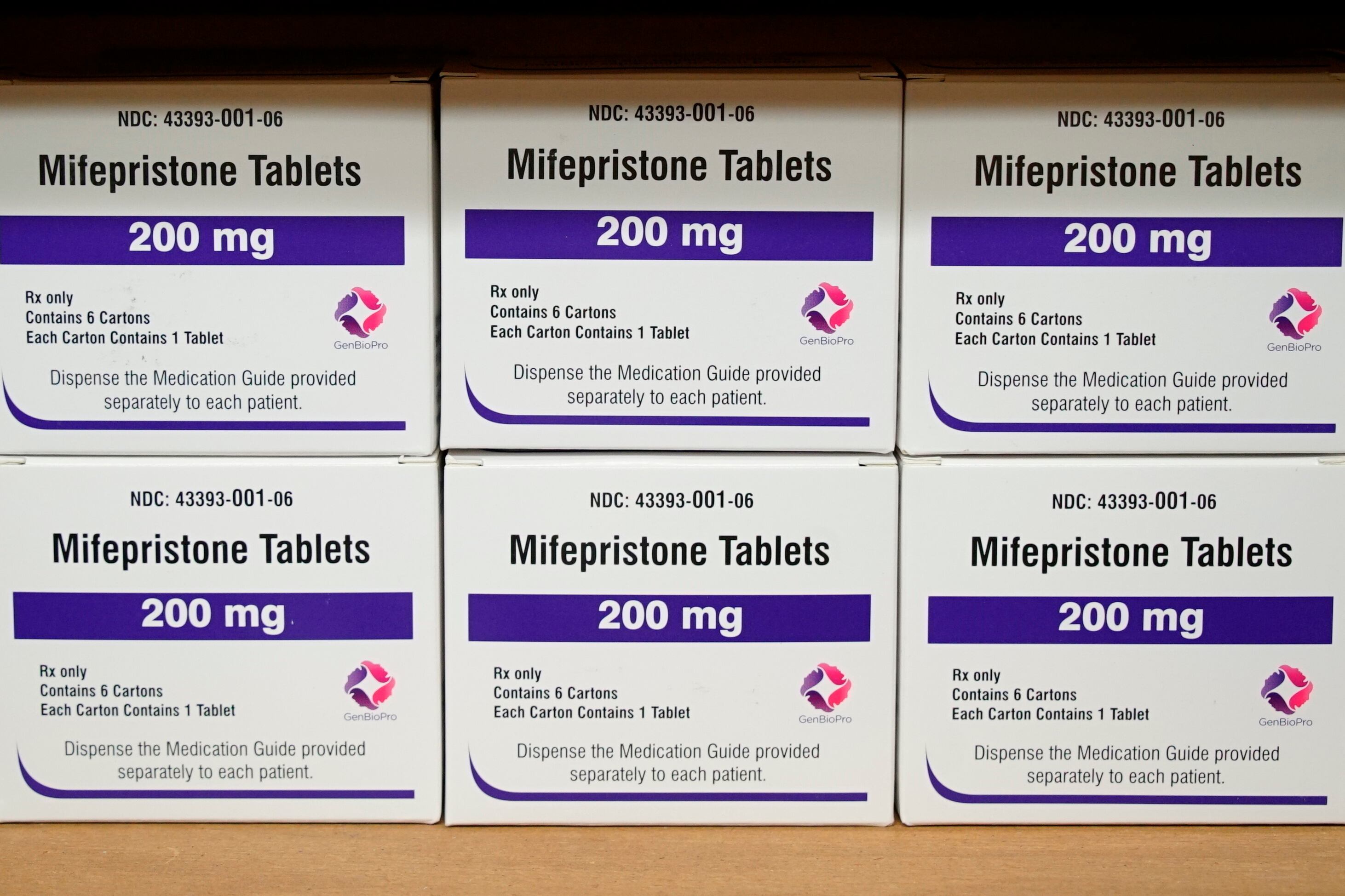 Boxes of the drug mifepristone sit on a shelf at the West Alabama Women's Center in Tuscaloosa, Ala., on March 16, 2022.