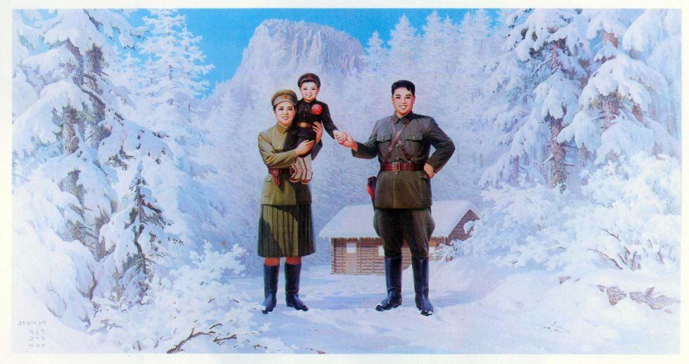 Propaganda painting of the birth of Kim Jong-il, the father of North Korea's current leader Kim Jong-un.