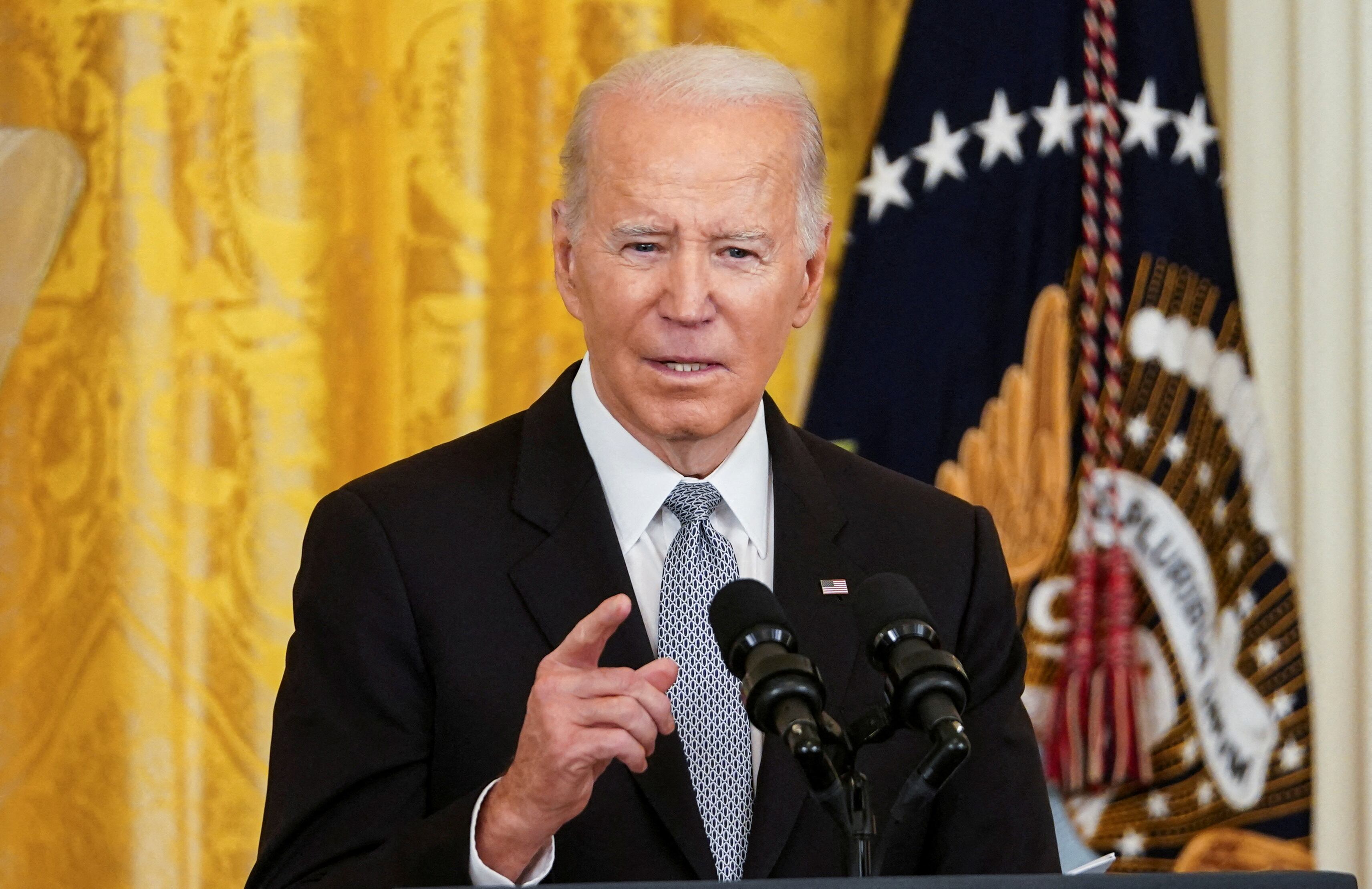 U.S. President Joe Biden delivers remarks during a reception celebrating Nowruz in the East Room at the White House in Washington, U.S., March 20, 2023.