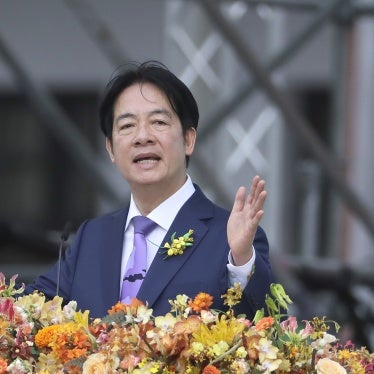 Taiwan's President Lai Ching-te delivers an acceptance speech during his inauguration ceremony