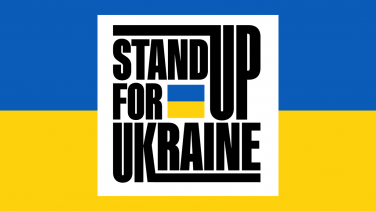 Logo for the StandUPforUkraine pledging event