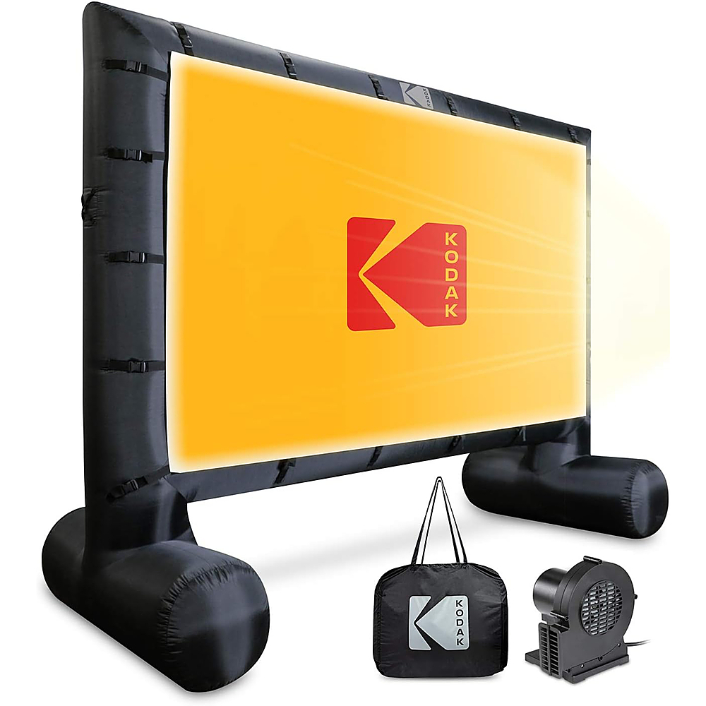 Kodak - Giant Inflatable Projector Screen, Outdoor Movie Screen, 17 ft. Blow Up Projector Screen with Pump and Carrying Case - White - Front_Zoom