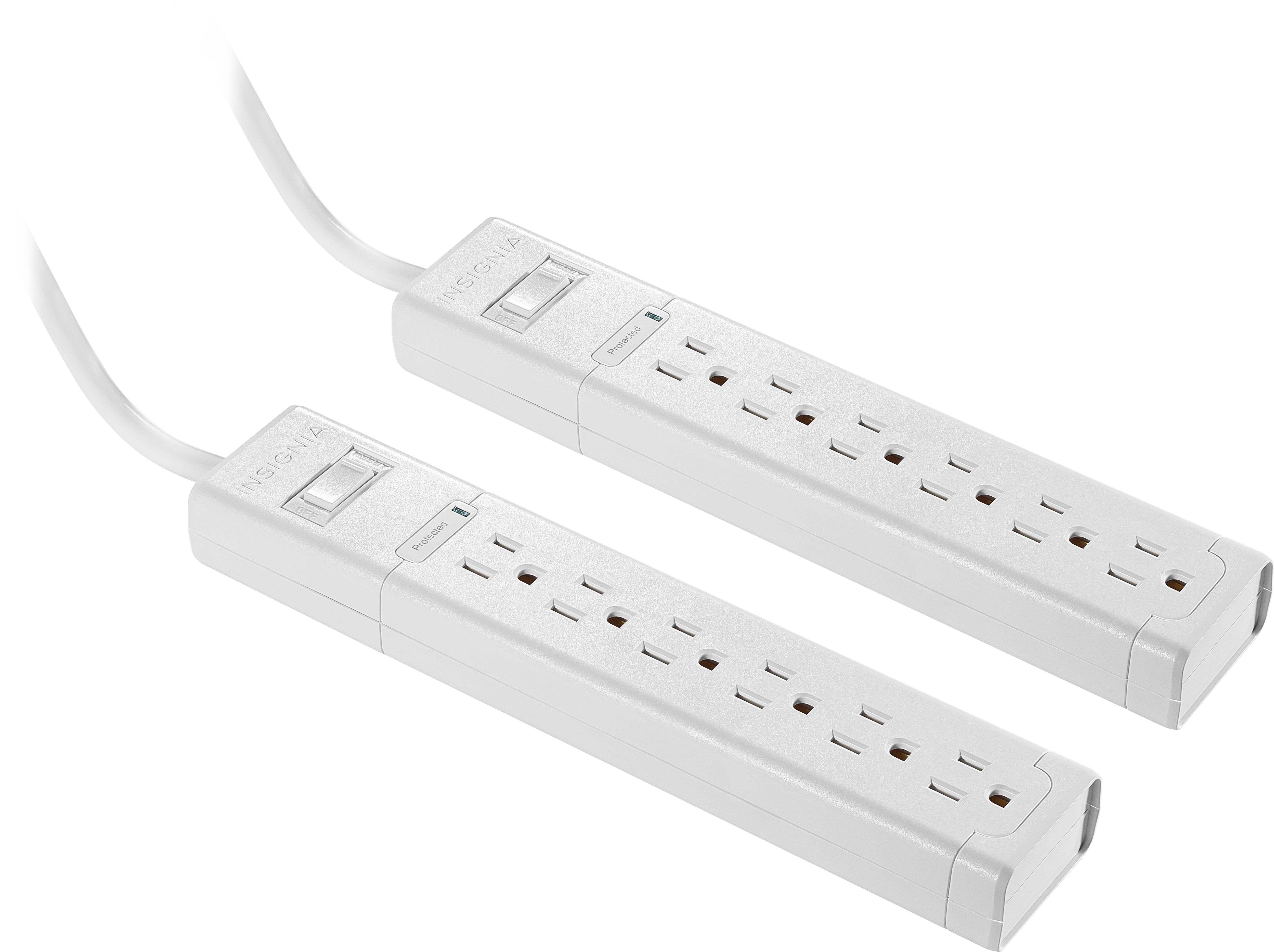 Insignia™ - 6 Outlet 900 Joules Surge Protector (2 Pack) - White - Front_Zoom