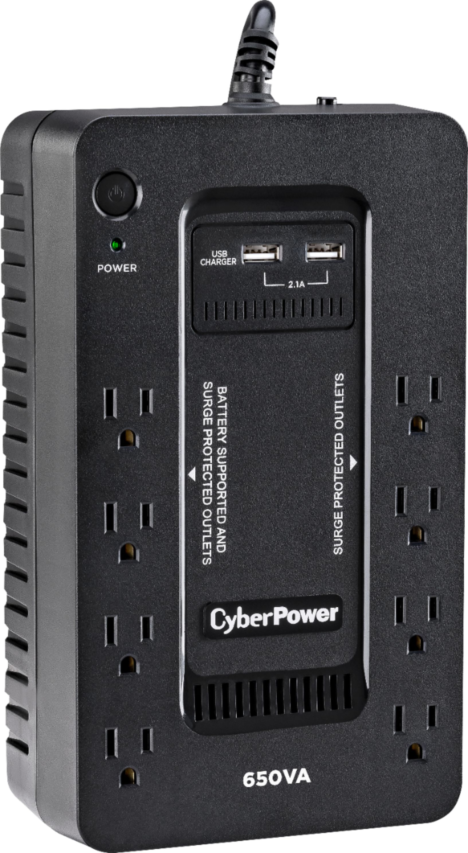 CyberPower - 650VA Battery Back-Up System - Black - Front_Zoom