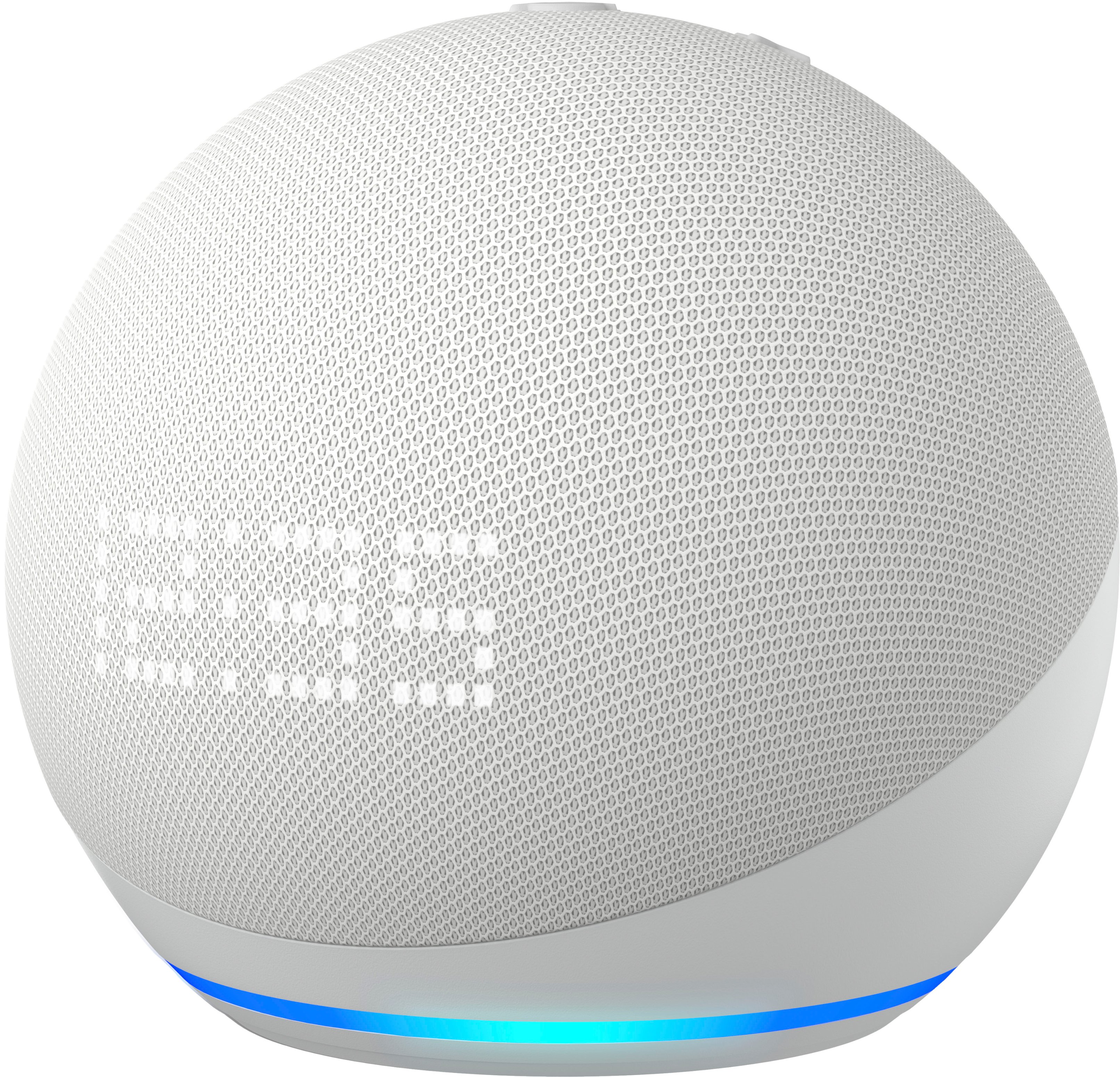 Amazon - Echo Dot with Clock (5th Gen, 2022 Release) Smart Speaker with Alexa - Glacier White - Front_Zoom