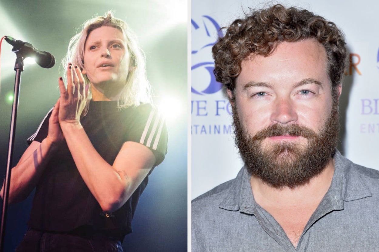 Two-photo collage: Left, Ellie Goulding singing on stage, right, Danny Masterson posing at an event