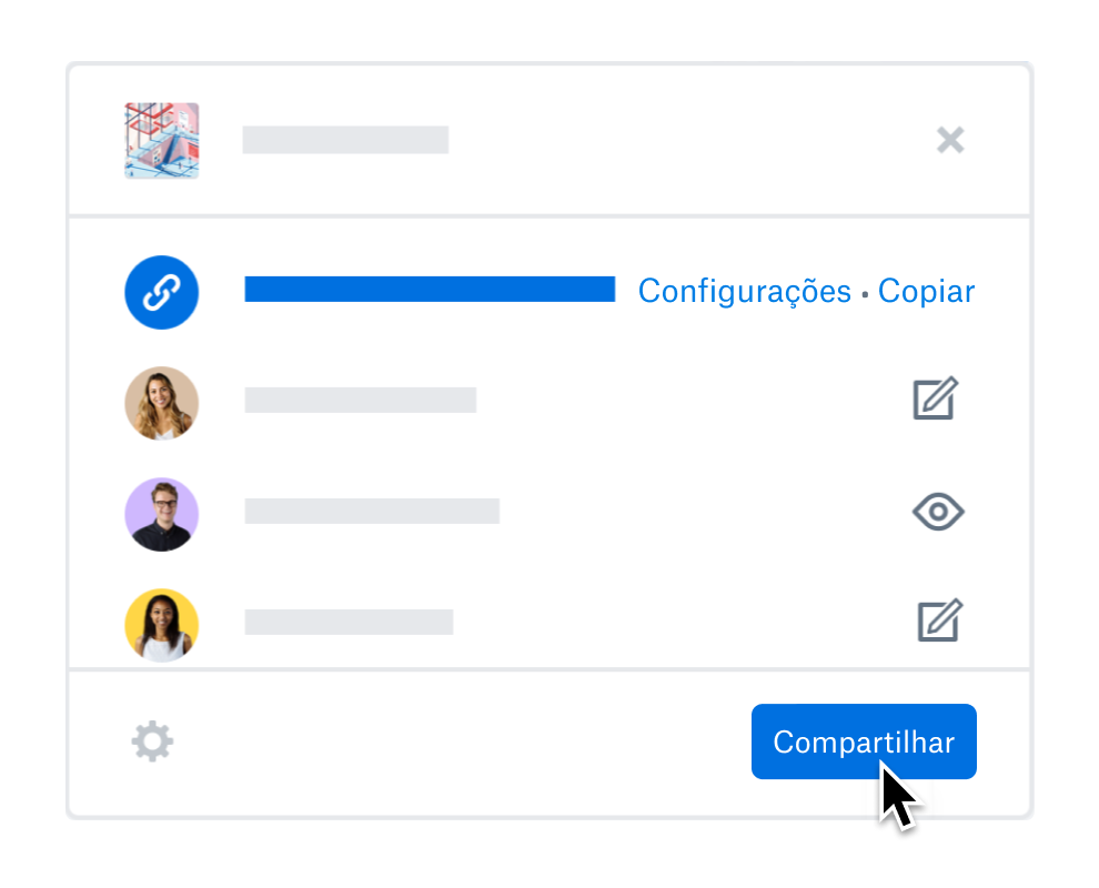 Usuário atualizando as configurações de compartilhamento para membros da equipe no Dropbox.