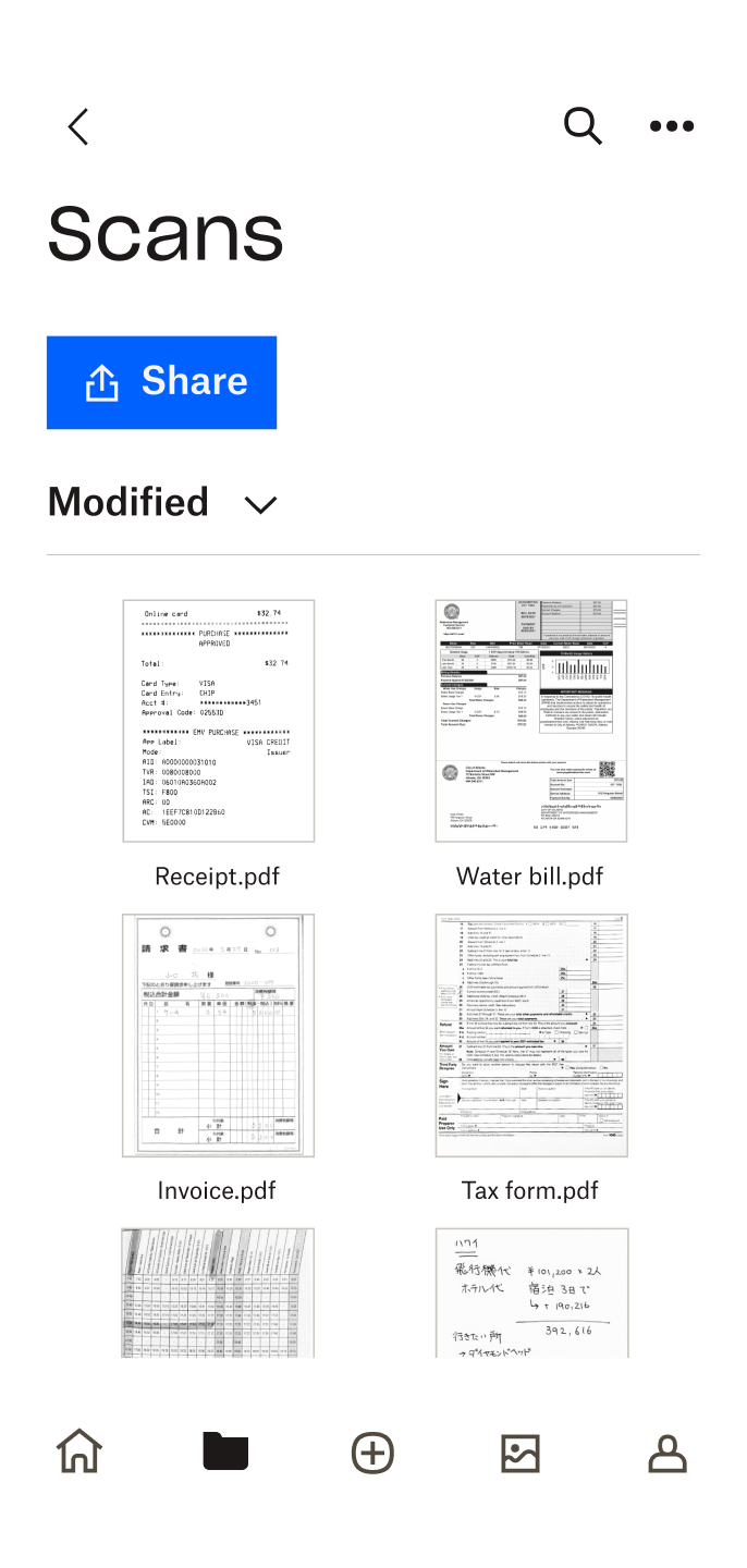 Pratinjau file yang disimpan di folder Dropbox seperti yang dilihat di ponsel