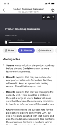 Intelligent Meeting Recap on Teams Mobile.png