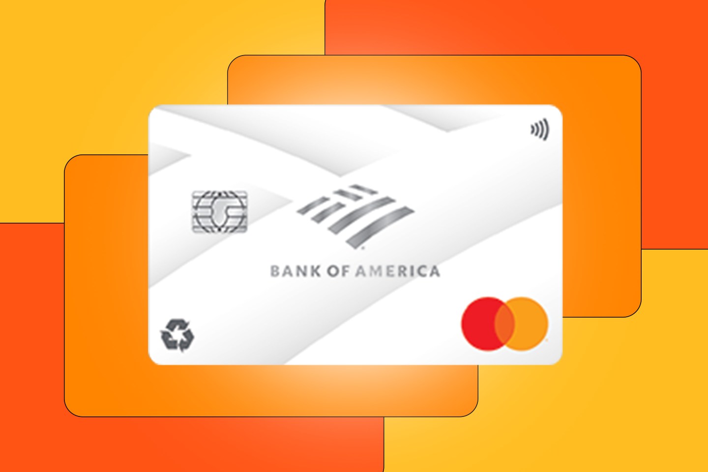 Photo of BankAmericard® Credit Card on a orange abstract background