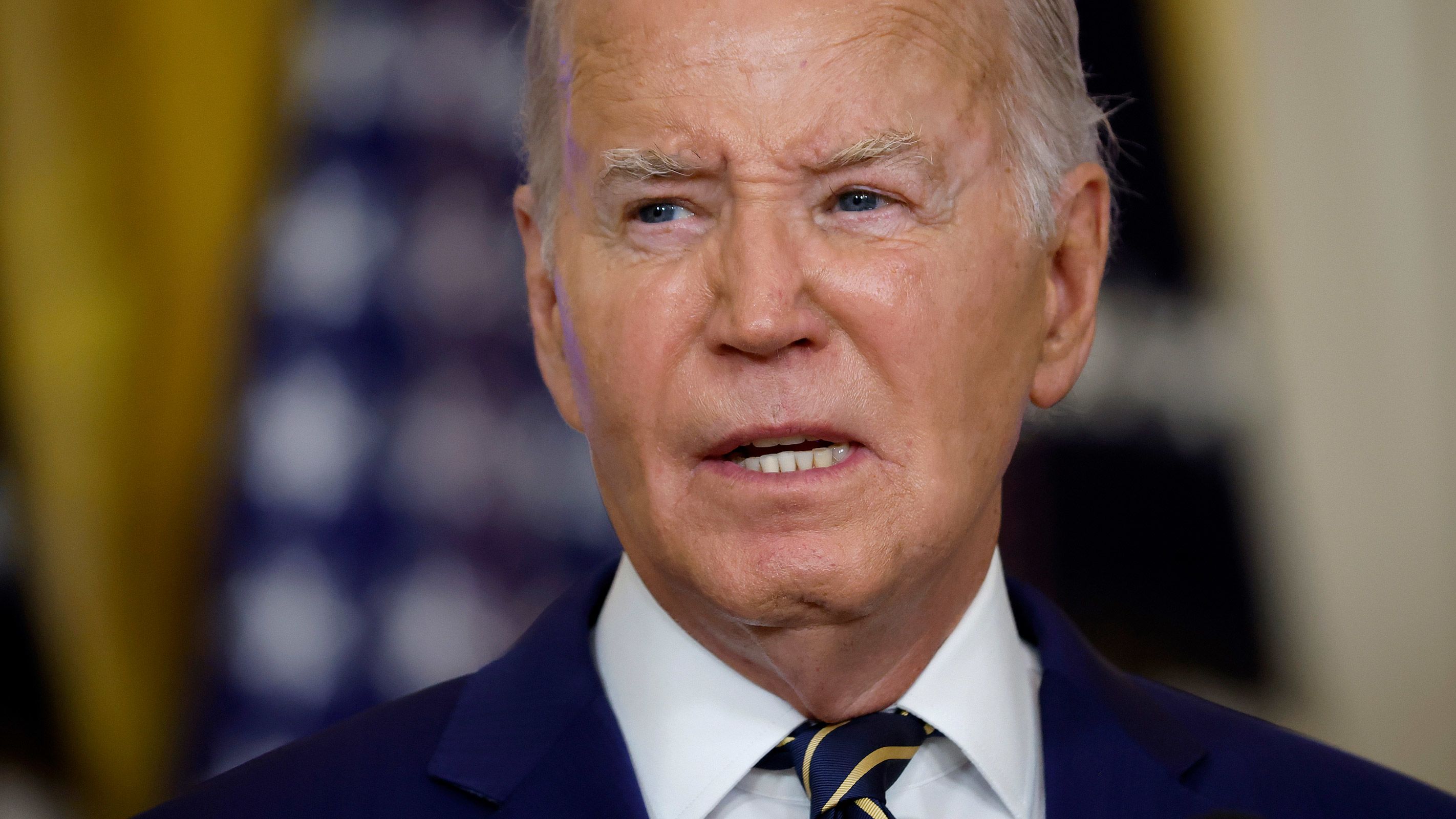 President Joe Biden delivers remarks on an executive order limiting asylum in the East Room of the White House in Washington, DC on June 04, 2024. Biden signed an executive order that would limit migrants seeking asylum who cross the southern border illegally at times when there is a high volume of daily encounters.