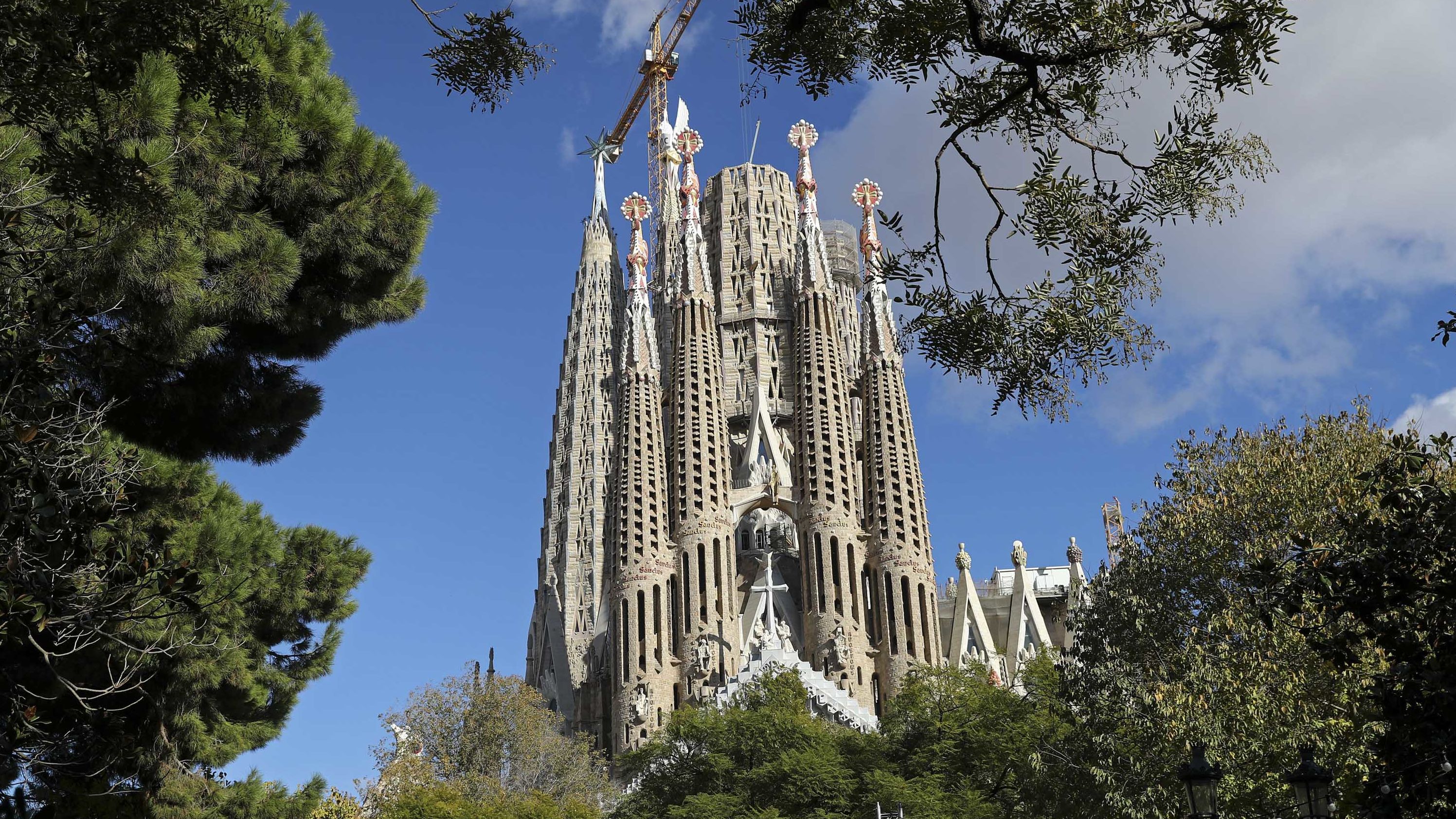 In addition to the star that supports the tower of the Virgin Mary, the Sagrada Familia has two more finished towers, that of San Marcos, which is topped by the sculpture of a lion, and that of San Lucas, with the sculpture of an ox on its top, in Barcelona, on 15th December 2022.
 -- (Photo by Urbanandsport/NurPhoto via Getty Images)