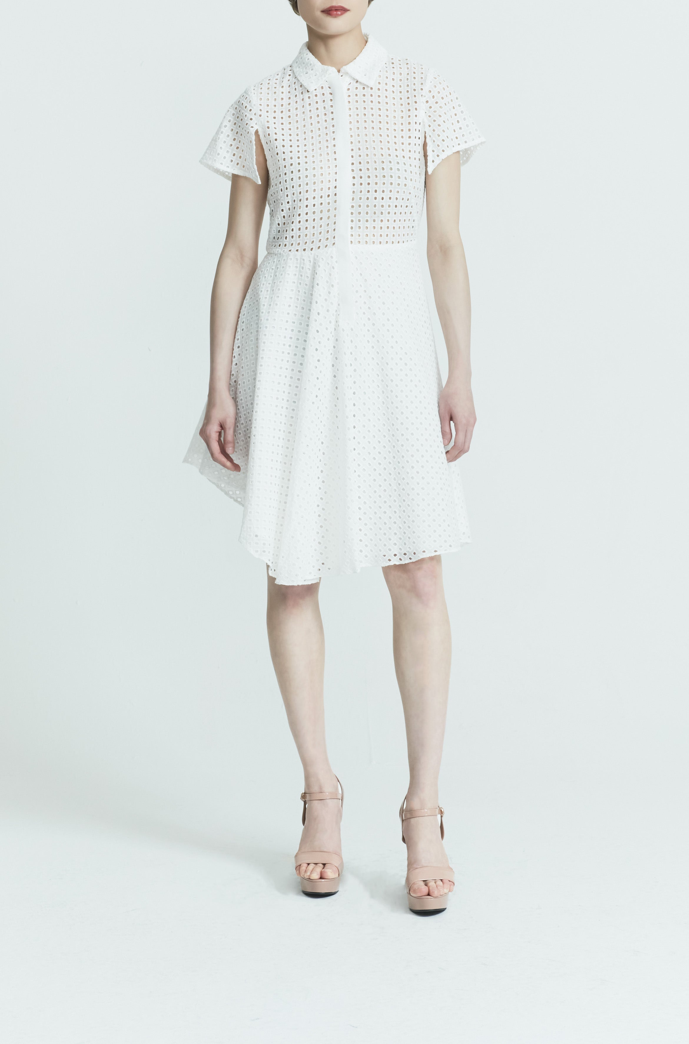 ZOE EYELET SHIRT DRESS in Ivory