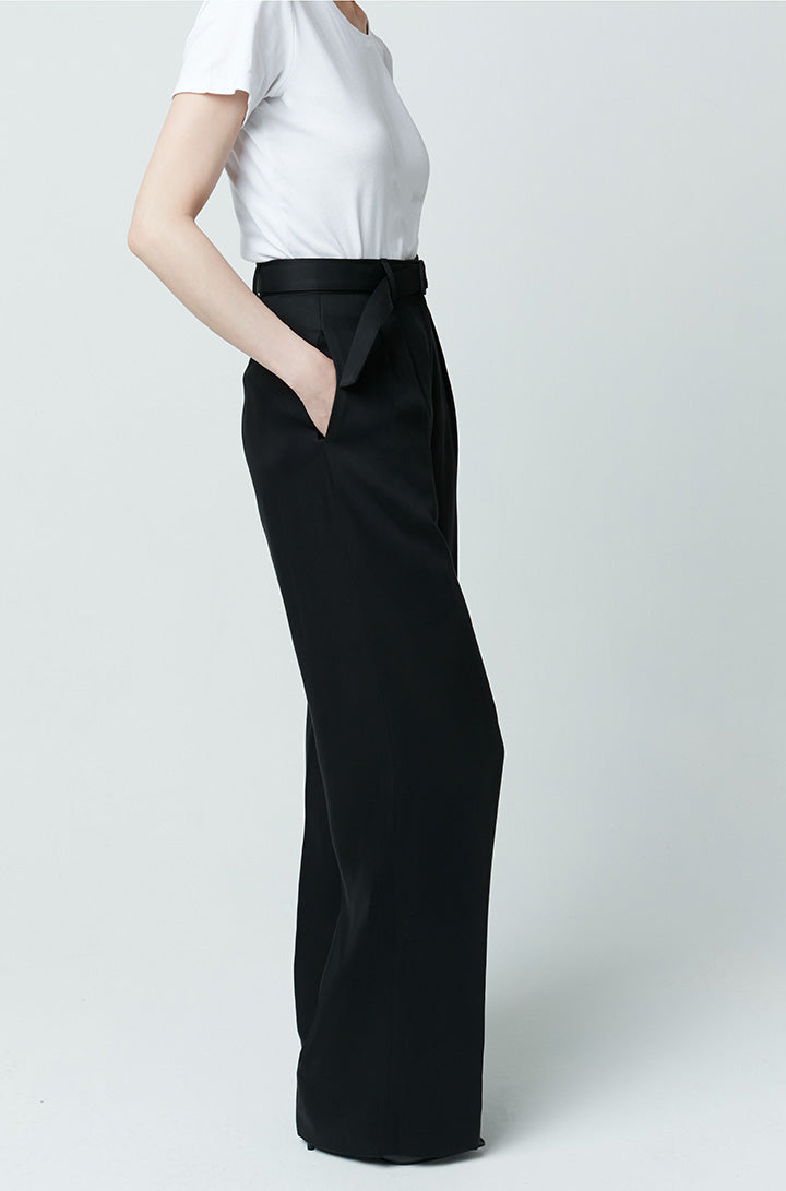 HUEY WIDE LEG TROUSERS in Black