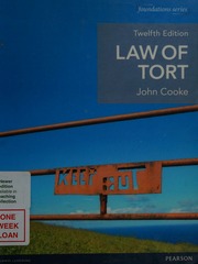 Cover of edition lawoftort0000cook_12ed