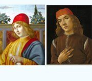 Сравнение изображения автопортрет Леонардо да Винчи «Портрет №1» и изображения «Портрет Леонардо да Винчи» художник Сандро Боттичелли «Портрет №2»