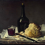 Натюрморт с бутылкой, стаканом и ломтем хлеба, Жан-Батист Симеон Шарден