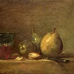 CHARDIN JEAN BAPTISTE SIMEON – Pears, walnuts and a glass of wine, Louvre (Paris)