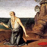 PIETRO GIOVANNI DI, NAMED SPANISH – St. Jerome in the desert, Louvre (Paris)