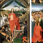 MEMLING – Resurrection with the Martyrdom of St. Sebastian and Ascension. Triptych, Louvre (Paris)