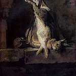 CHARDIN JEAN BAPTISTE SIMEON – Dead rabbit and hunting accessories, Louvre (Paris)