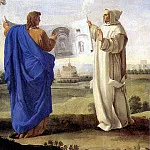 LESUER ESTACHE – St. Bruno, studying the drawing with the terms of Diocletian – the site of the future Carthusian monastery in Rome, Louvre (Paris)