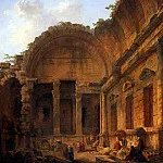 ROBERT HUBERT – Interior of the Temple of Diana, Nimes, Louvre (Paris)