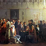 BOILLY LOUIS LEOPOLD – Party of artists in the studio of Isabey, Louvre (Paris)