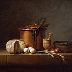Натюрморт с медной кастрюлей, сыром и яйцами, Жан-Батист Симеон Шарден