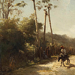 Landscape of Antilles, Donkeys Rider on the Road, 1856, Камиль Писсарро