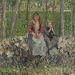 Peasants Seated under the Trees at Moret, 1902, Камиль Писсарро