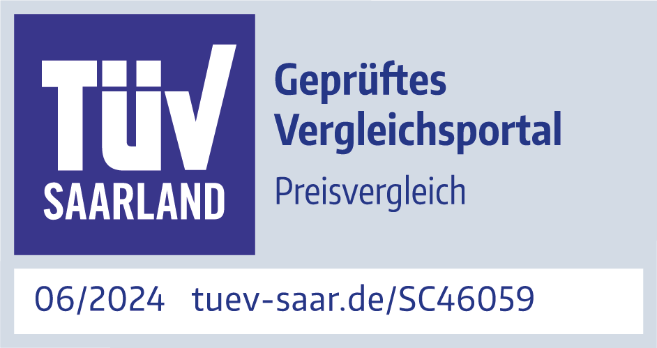 Zertifikat - TÜV Saarland - geprüftes Vergleichsportal 'Preisvergleich' 06/2024