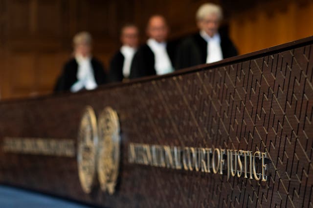 Judges enter the International Court of Justice