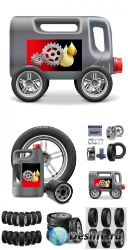  ,     / Car tires, motor oil vector